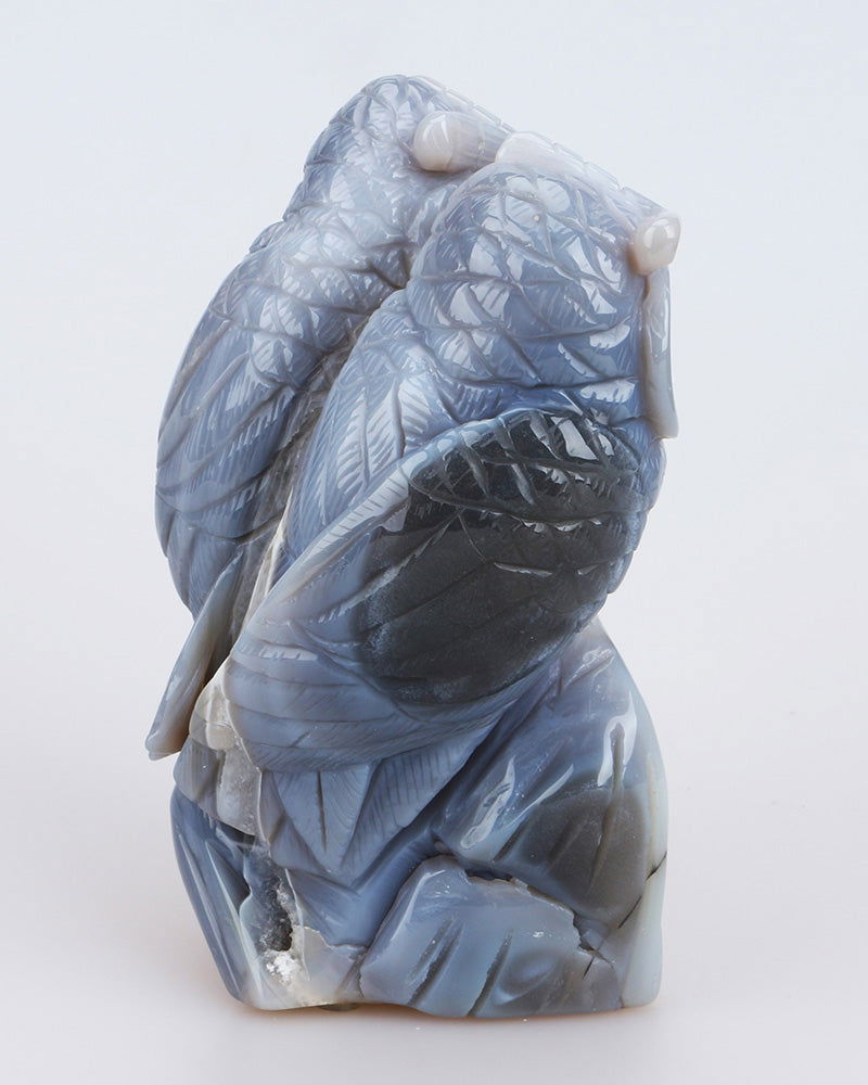 Couple de chouettes en agate - Aurore Lune 