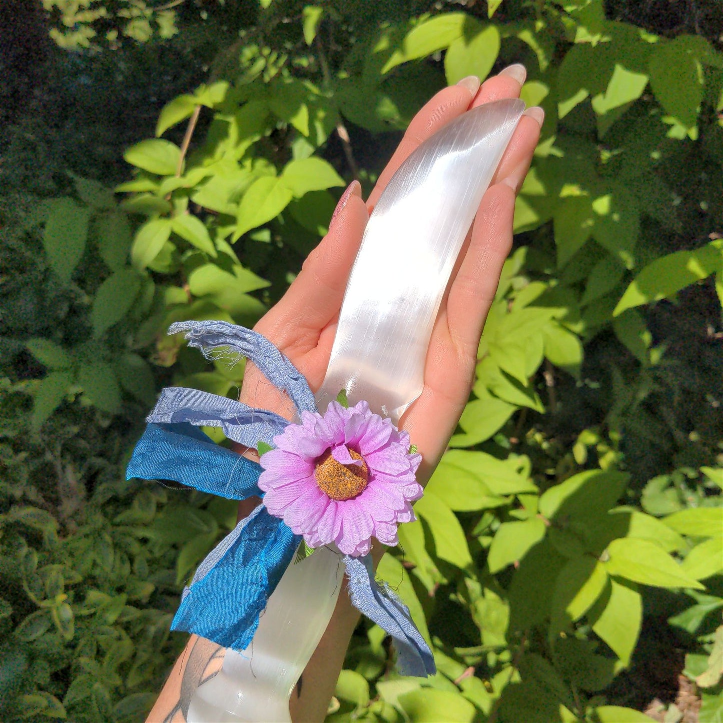 Couteau rituel en sélénite - 25 cm environ - Aurore Lune 