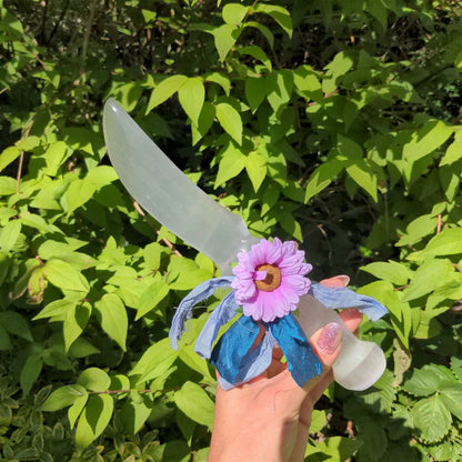 Couteau rituel en sélénite - 25 cm environ - Aurore Lune 