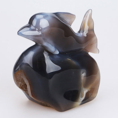 Dauphin sculpté dans l'agate - Aurore Lune 