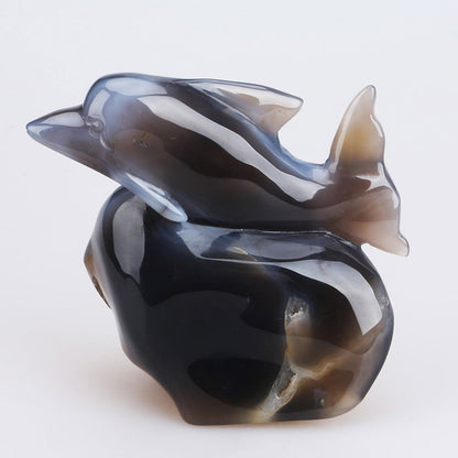 Dauphin sculpté dans l'agate - Aurore Lune 