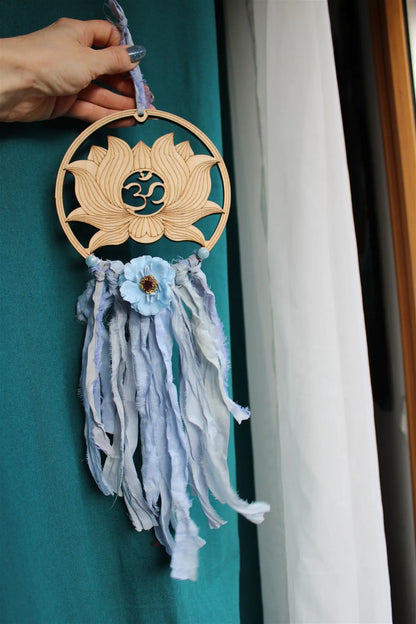 Décoration murale Lotus ohm et soie AIGUE MARINE - Aurore Lune 