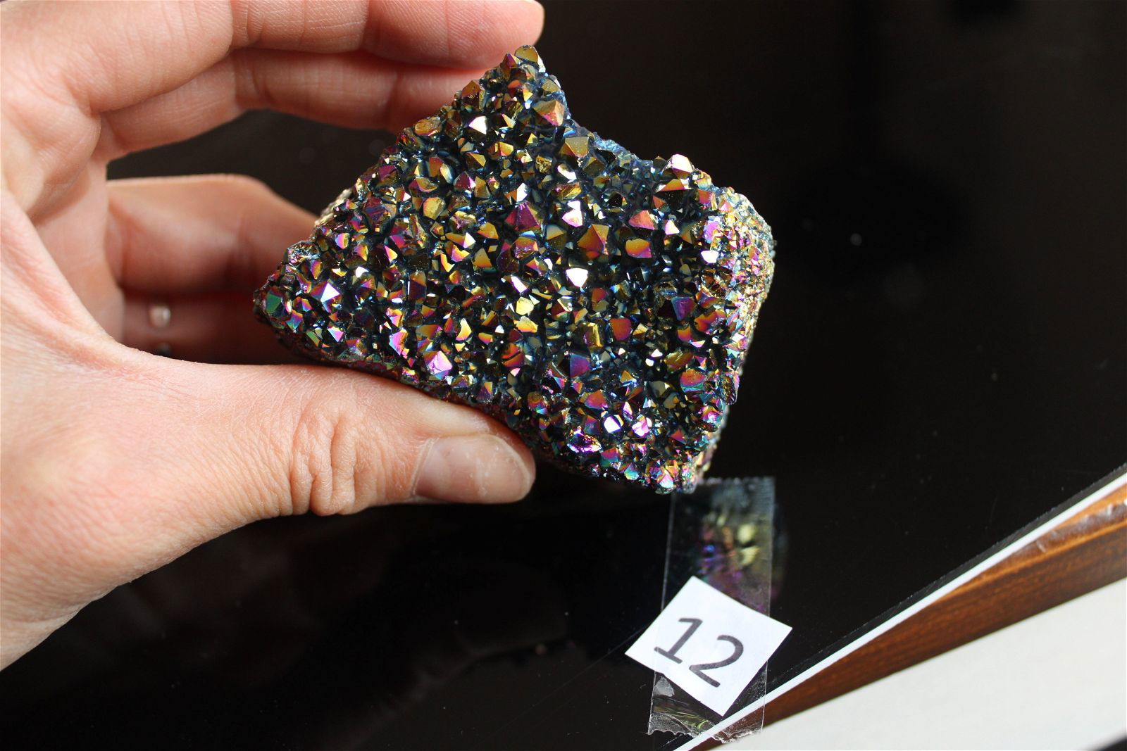 Druse en cristal de roche rainbow aura AU CHOIX - Aurore Lune 