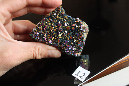Druse en cristal de roche rainbow aura AU CHOIX - Aurore Lune 
