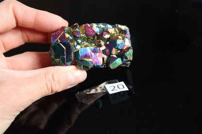 Druse en cristal de roche rainbow aura AU CHOIX - Aurore Lune 