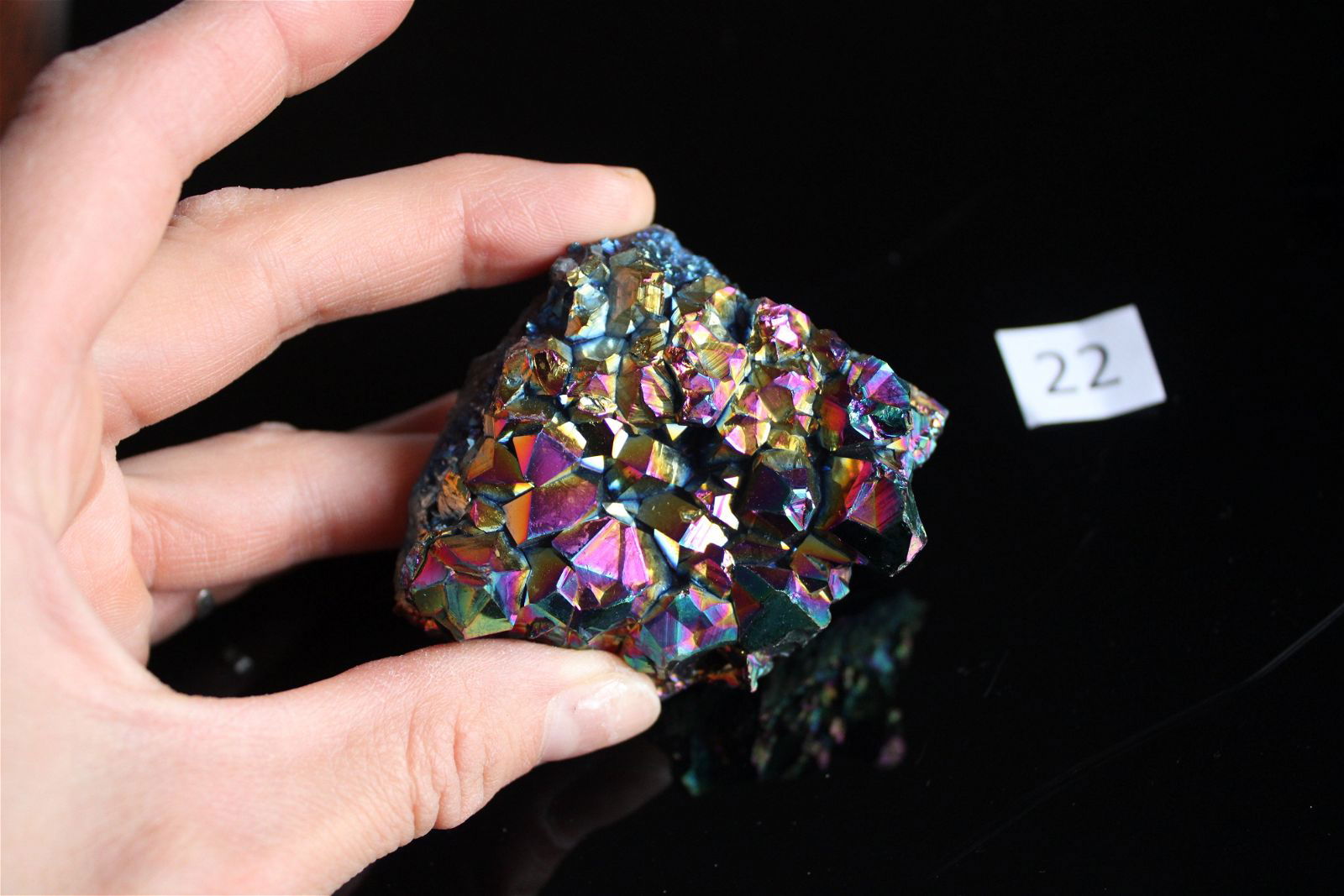 Druse en cristal de roche rainbow aura AU CHOIX - Aurore Lune 
