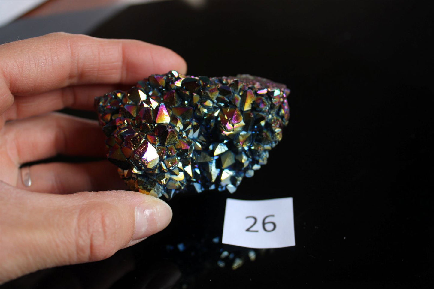 Druse en cristal de roche rainbow aura AU CHOIX - Aurore Lune 