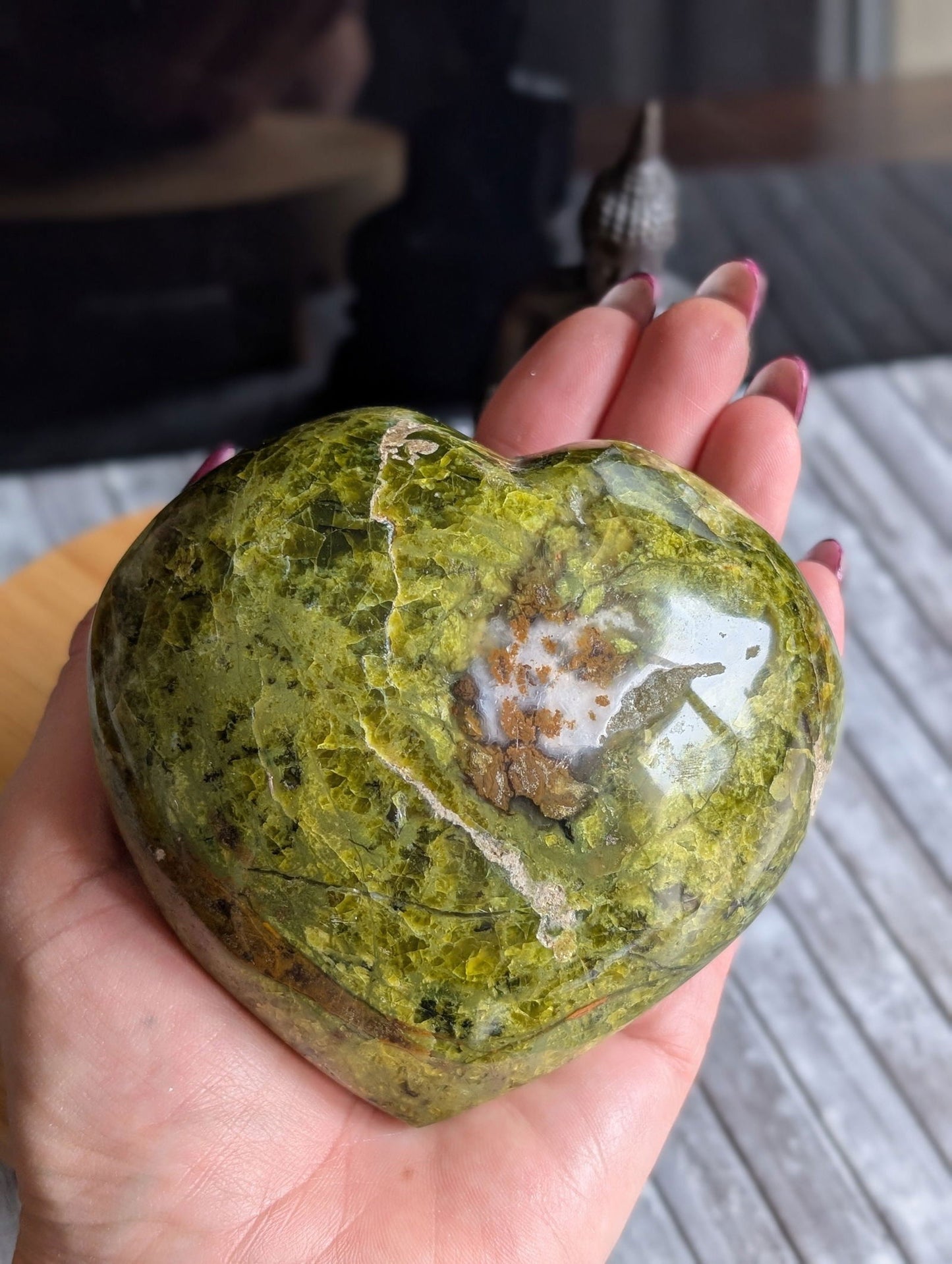 Enorme coeur en opale verte - Aurore Lune 