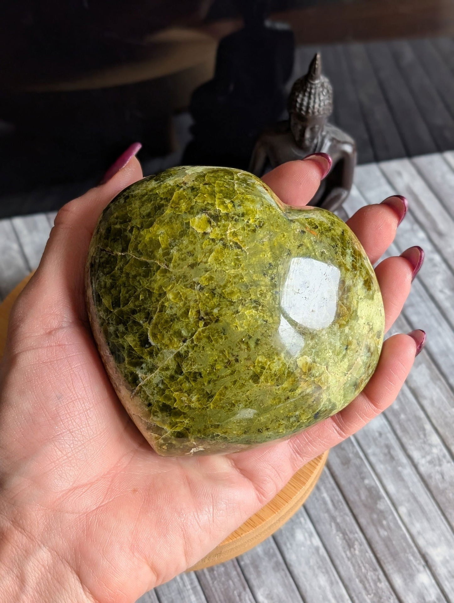 Enorme coeur en opale verte - Aurore Lune 