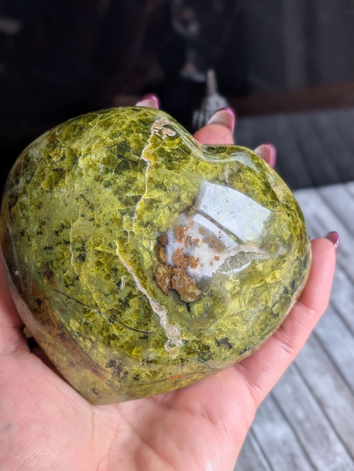 Enorme coeur en opale verte - Aurore Lune 