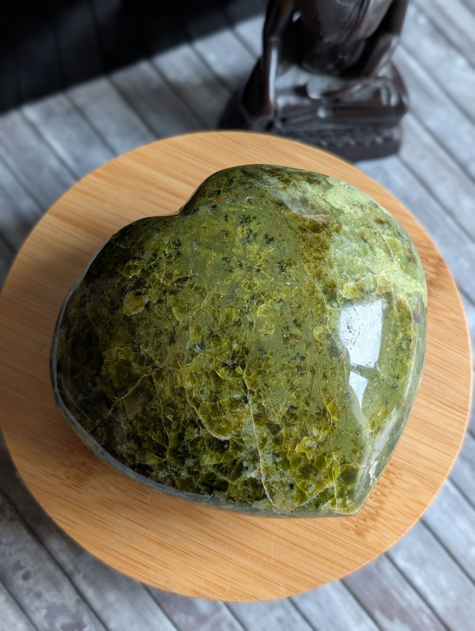 Enorme coeur en opale verte - Aurore Lune 