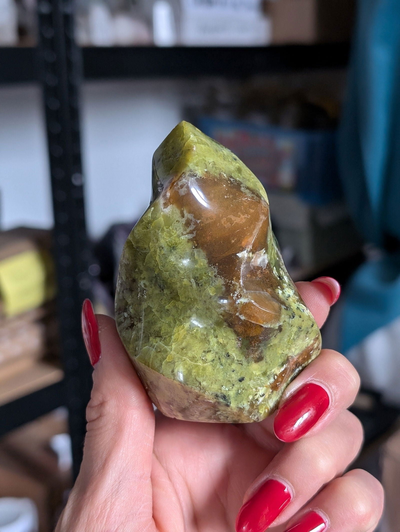 Flamme opale verte 8 cm bicolore - Aurore Lune 