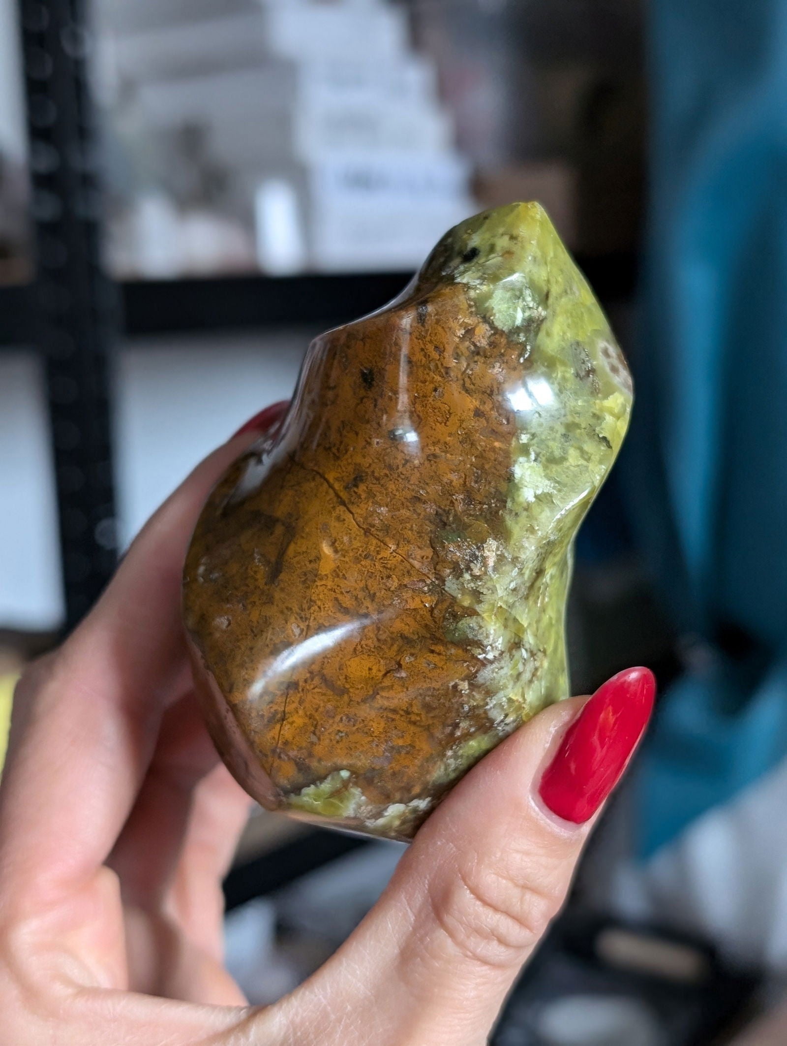 Flamme opale verte 8 cm bicolore - Aurore Lune 