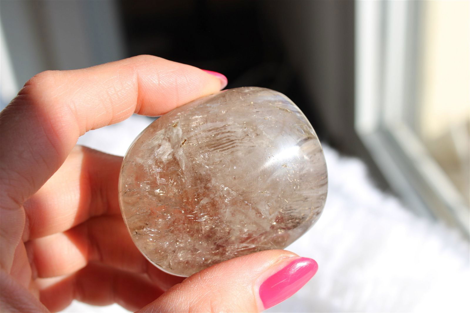 Gros galet de cristal de roche - Aurore Lune 