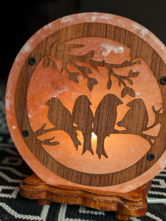 Lampe de sel oiseaux - Aurore Lune 