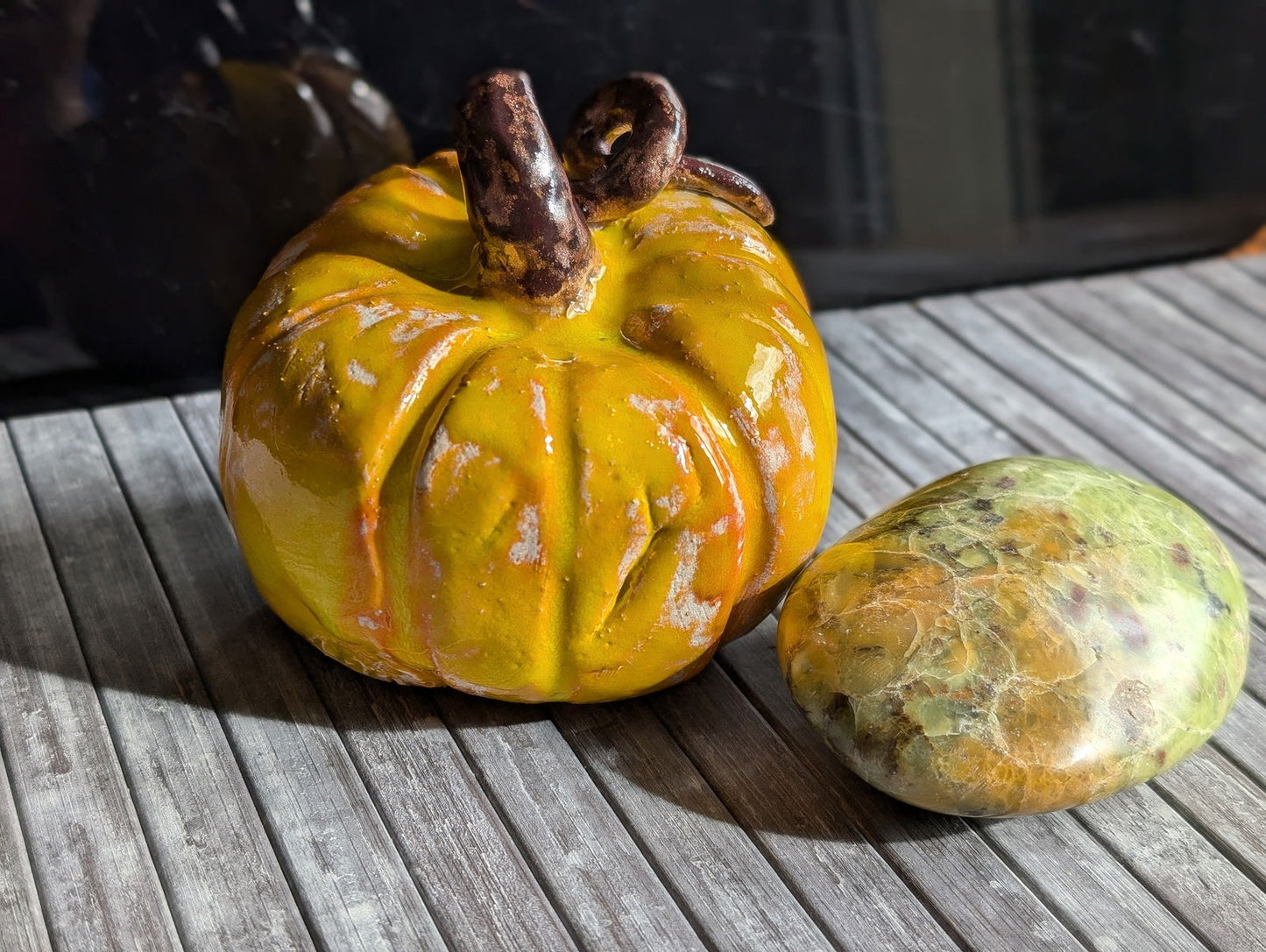 Lot poterie citrouille et opale verte - Aurore Lune 