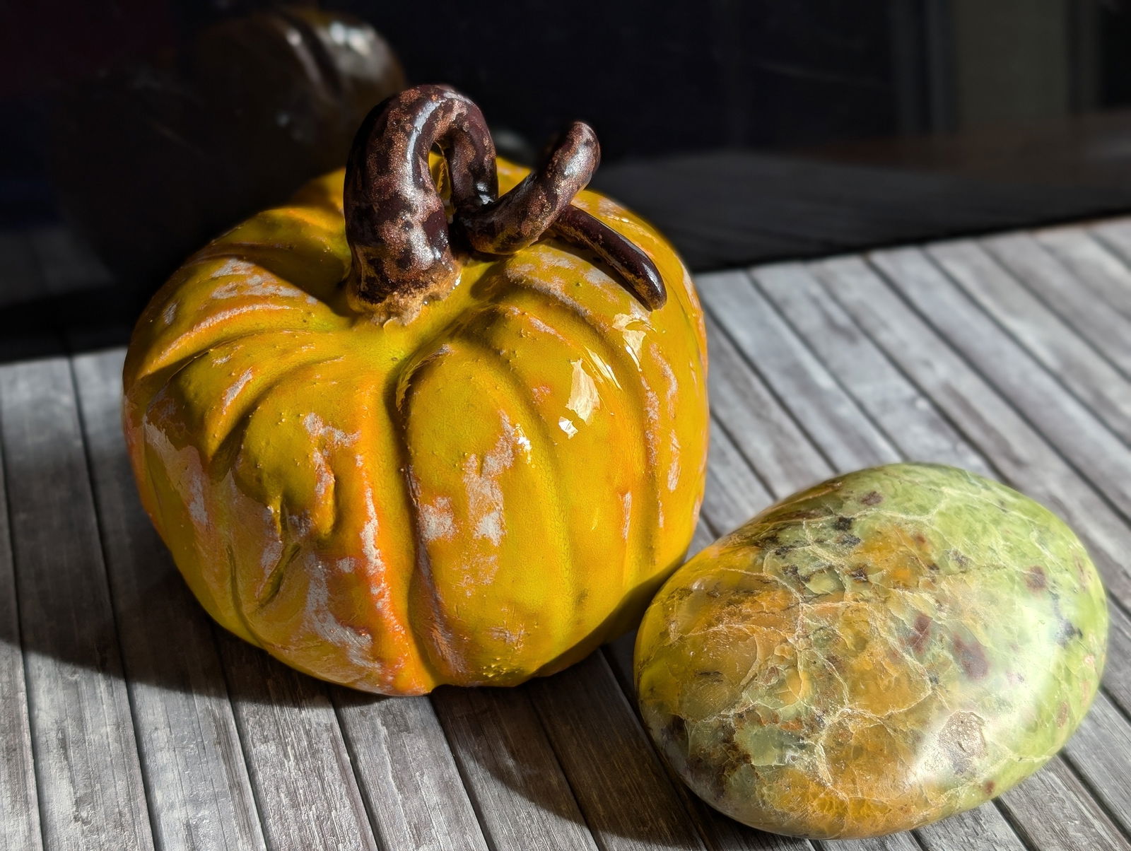 Lot poterie citrouille et opale verte - Aurore Lune 