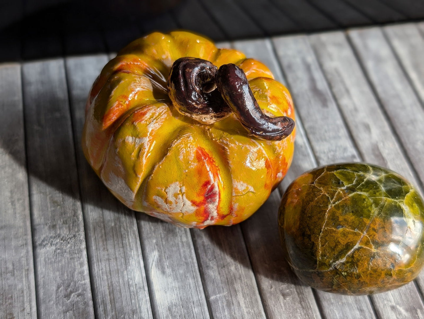 Lot poterie citrouille et opale verte - Aurore Lune 