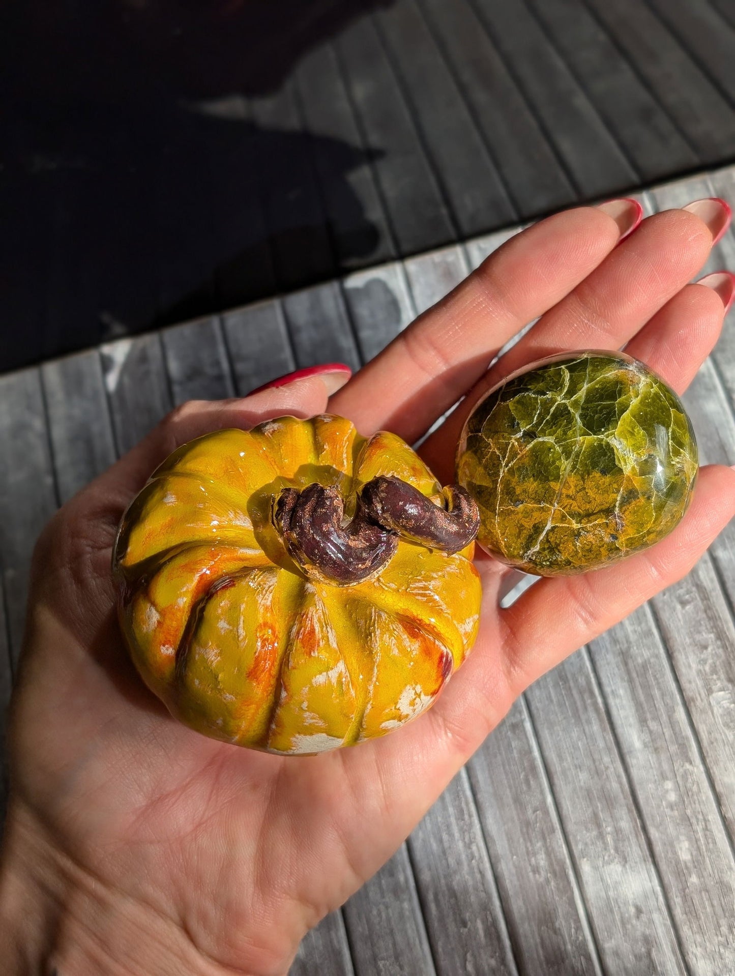 Lot poterie citrouille et opale verte - Aurore Lune 