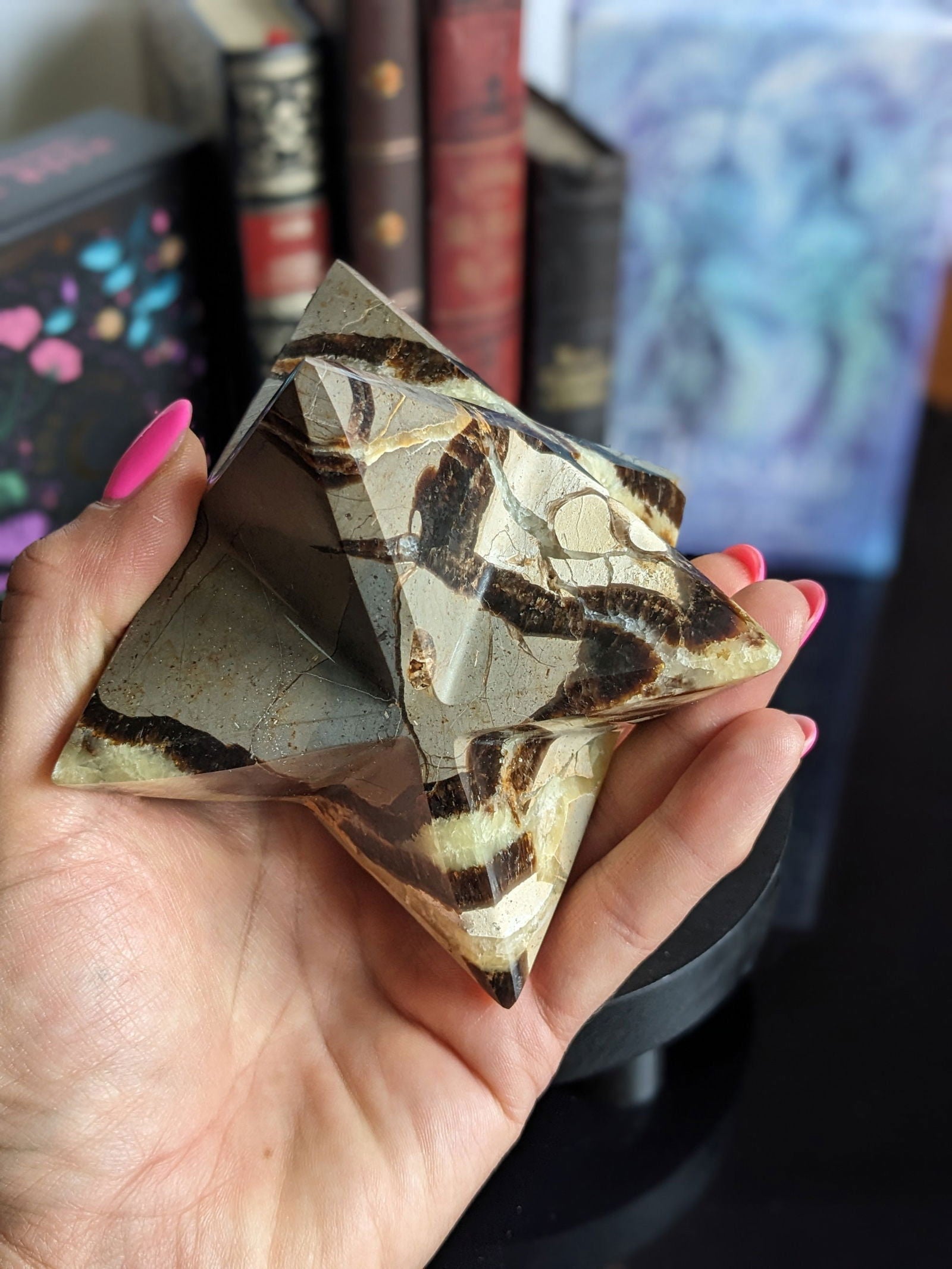 Merkaba en septaria sauvage ou pierre du dragon - Aurore Lune 