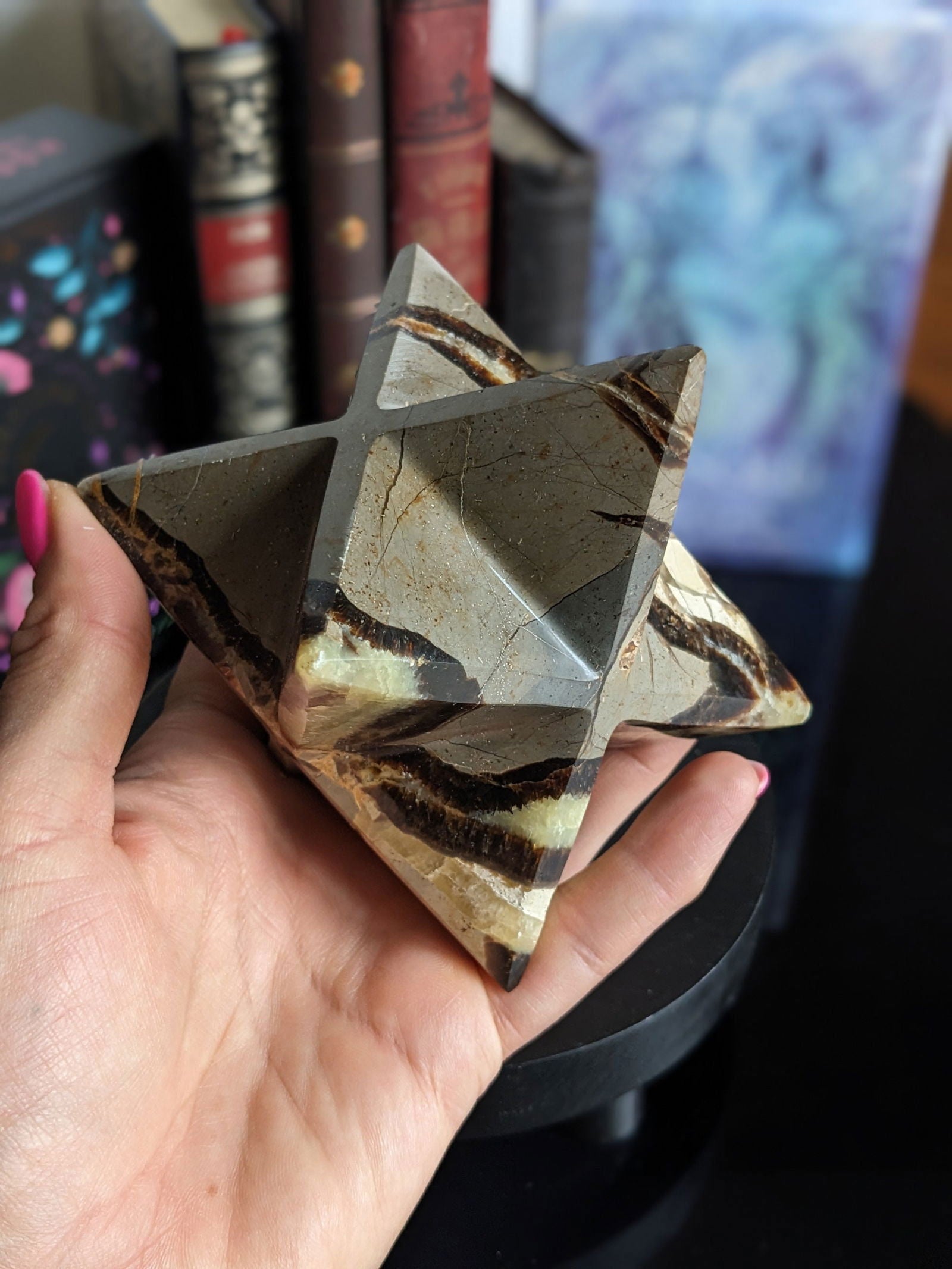 Merkaba en septaria sauvage ou pierre du dragon - Aurore Lune 