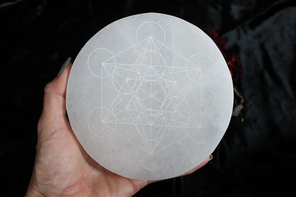 Métatron gravé sur sélénite 14 cm - Aurore Lune 