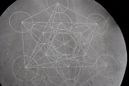 Métatron gravé sur sélénite 14 cm - Aurore Lune 