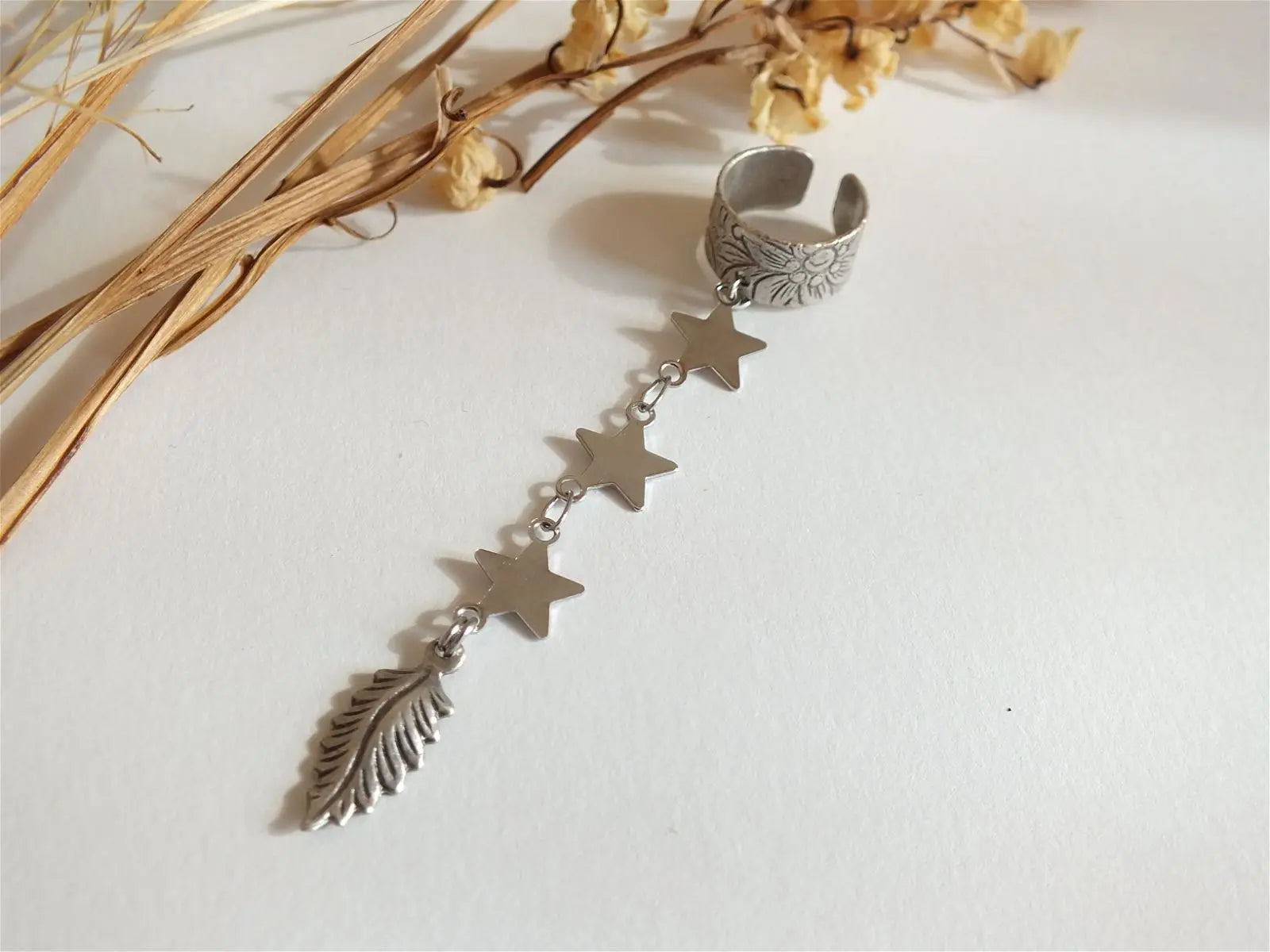 Mono boucle d'oreille à "pincer" sur l'oreille - Aurore Lune 