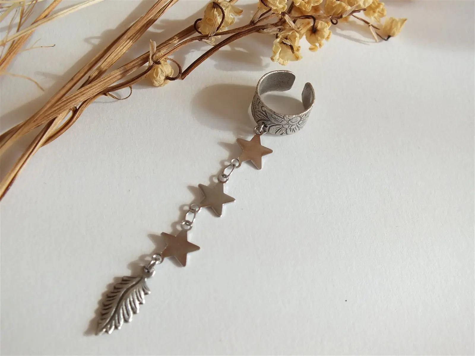 Mono boucle d'oreille à "pincer" sur l'oreille - Aurore Lune 