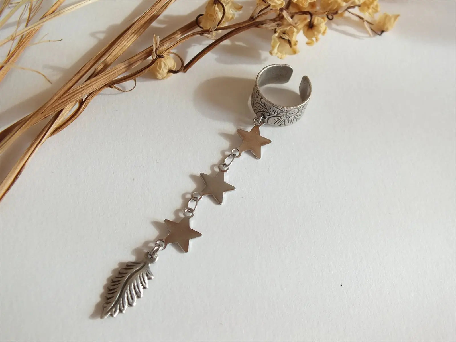 Mono boucle d'oreille à "pincer" sur l'oreille - Aurore Lune 