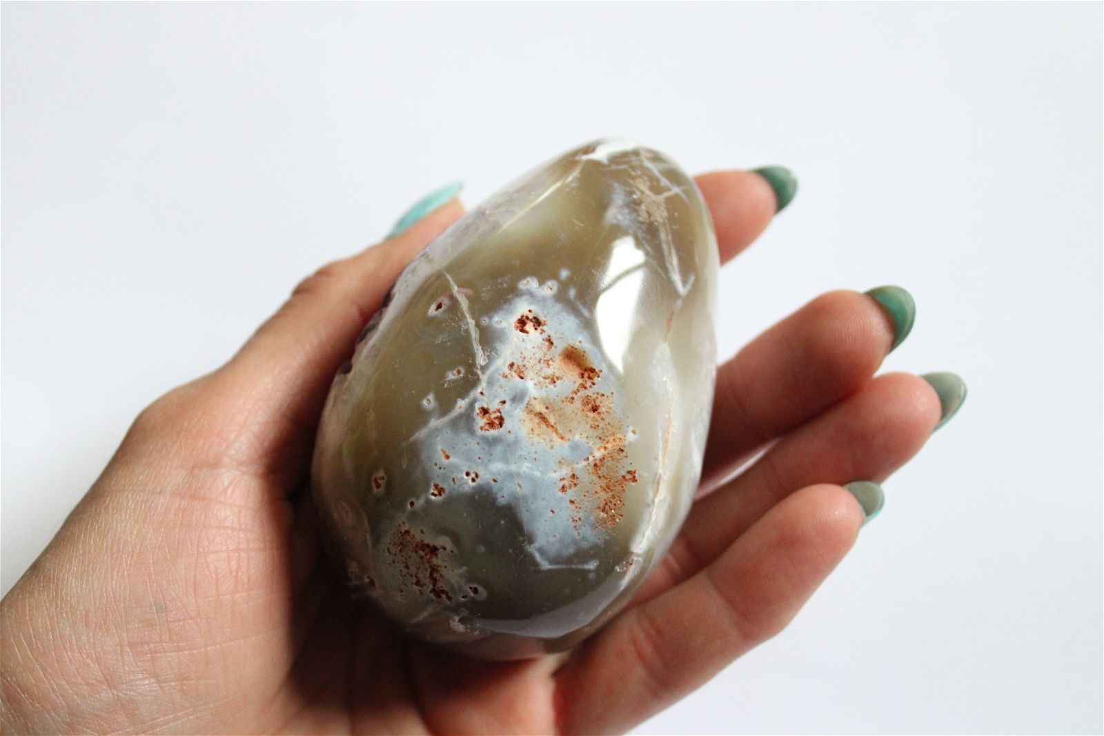 Oeuf Agate améthysée druse- géode * RARE * 9 * 6 cm - 310 grammes - Aurore Lune 