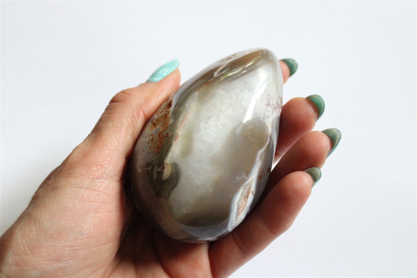 Oeuf Agate améthysée druse- géode * RARE * 9 * 6 cm - 310 grammes - Aurore Lune 