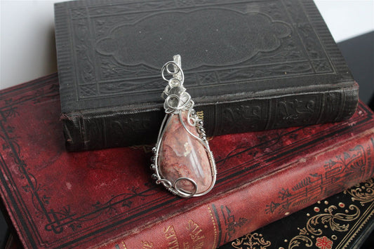 Opale cantera en collier cuivre silver filled wirewrap - Aurore Lune 