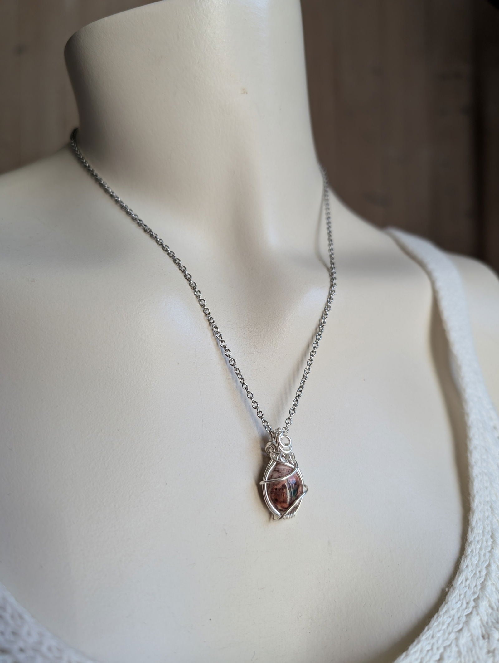 Opale cantera en collier plaqué argent - Aurore Lune 