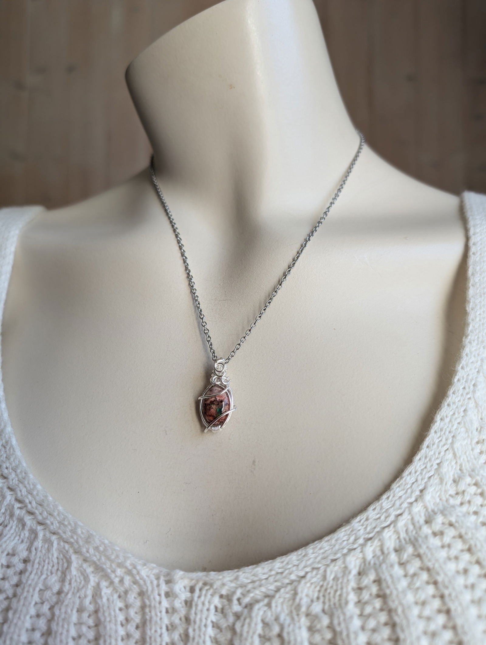 Opale cantera en collier plaqué argent - Aurore Lune 