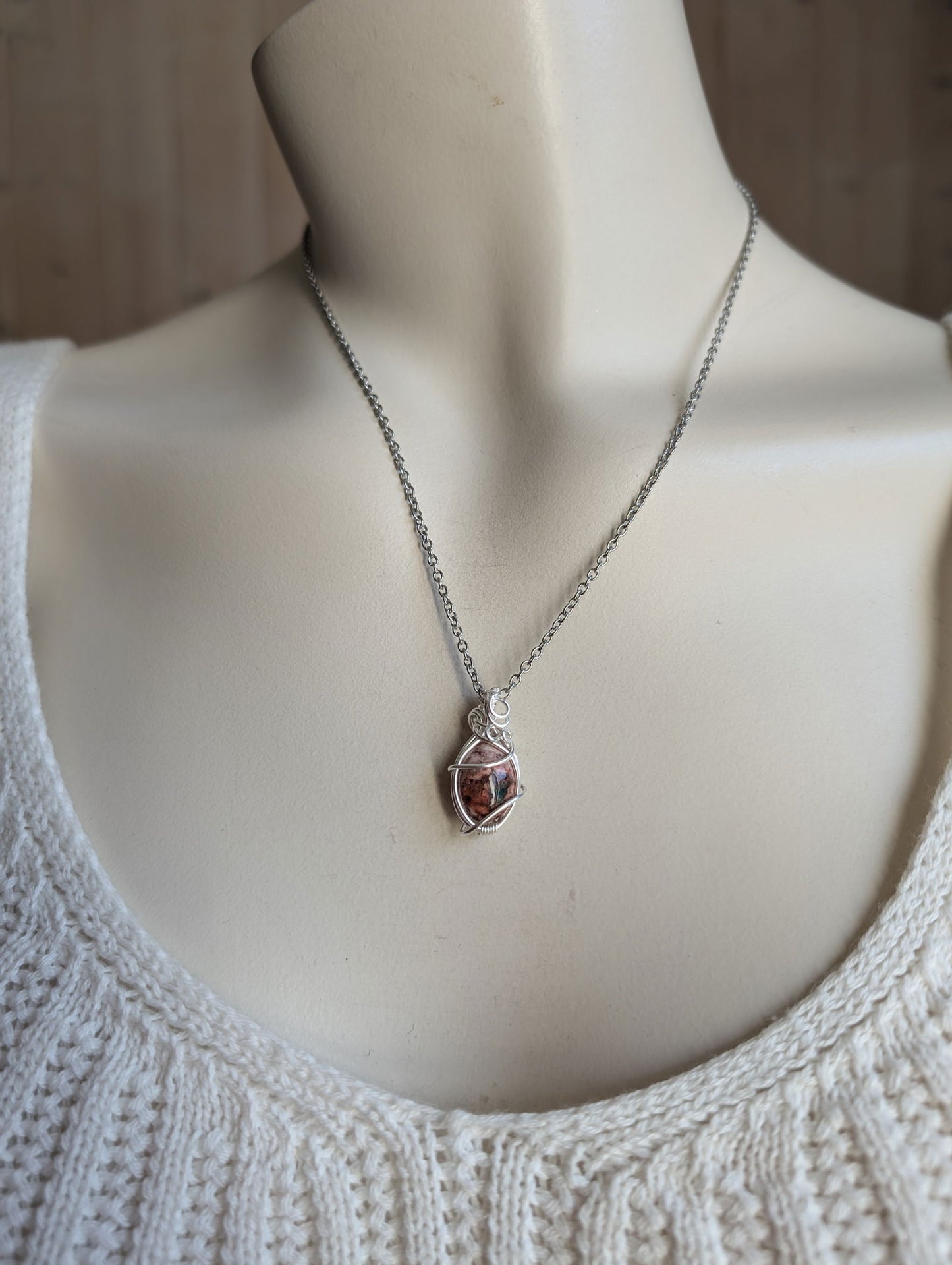 Opale cantera en collier plaqué argent - Aurore Lune 