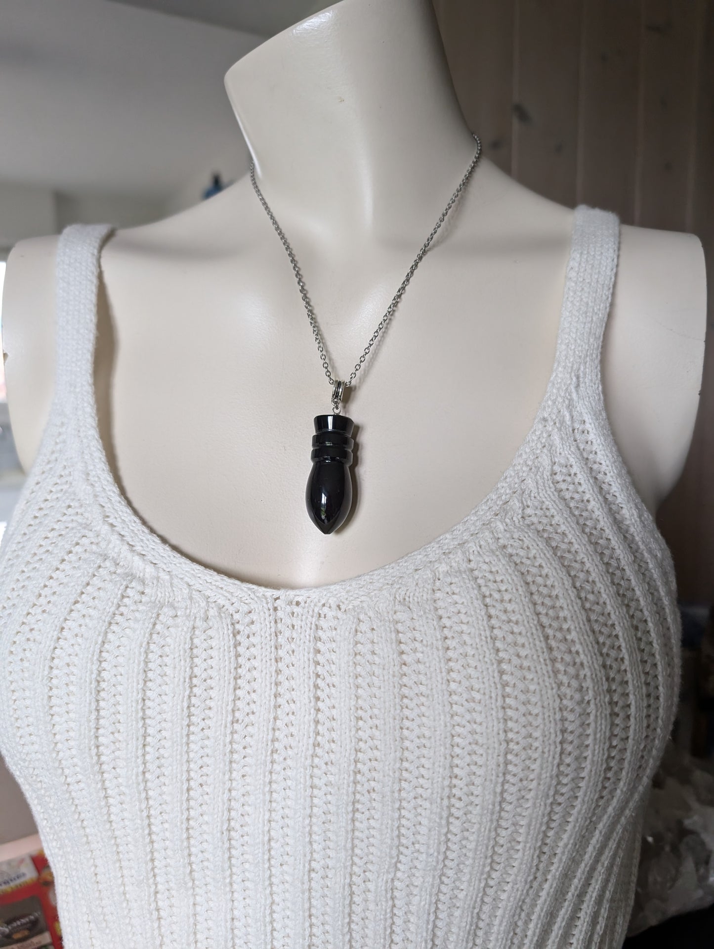 Collier pendule en obsidienne œil céleste ou arc en ciel