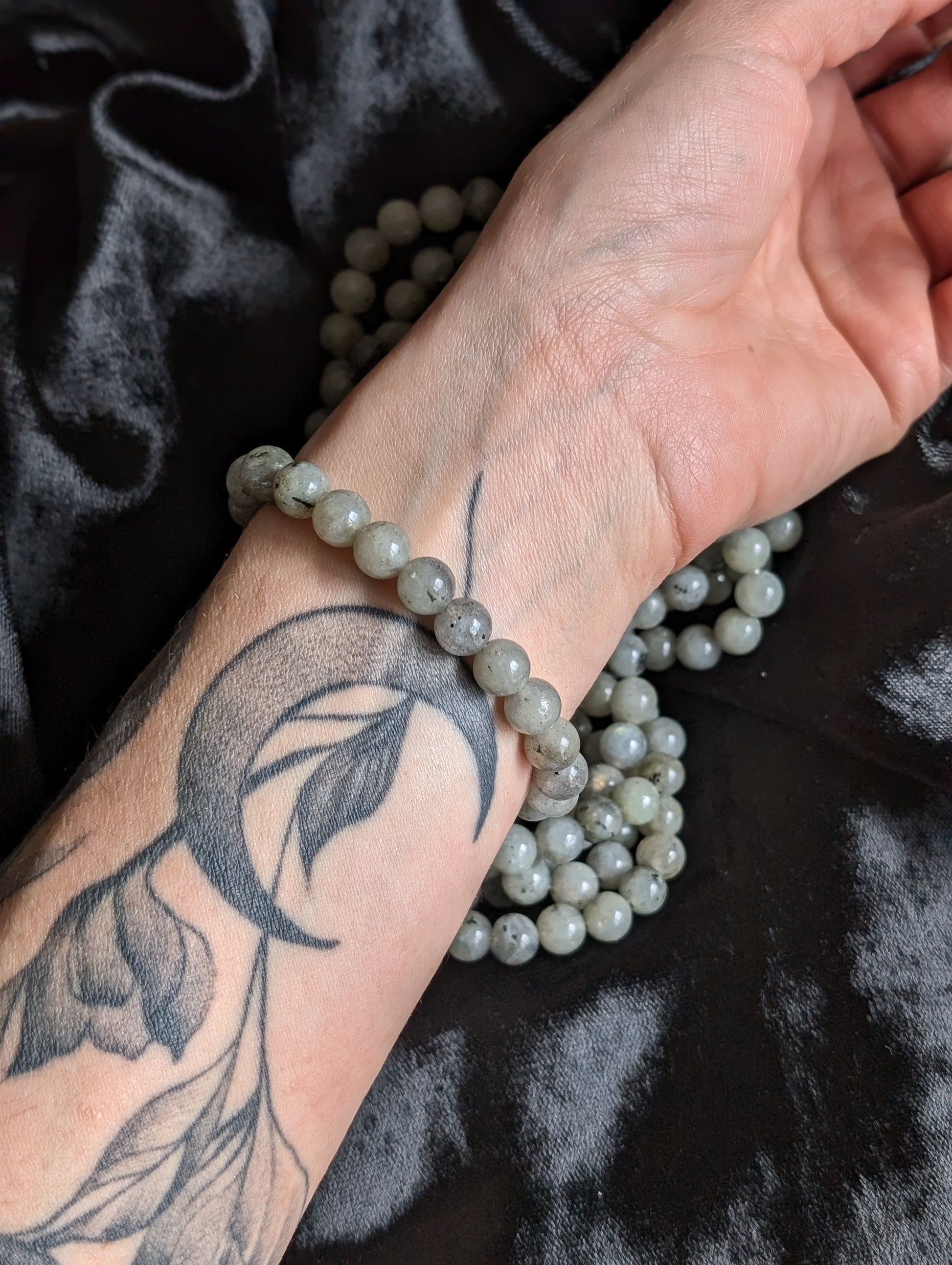 Bracelet élastiqué en labradorite - Aurore Lune