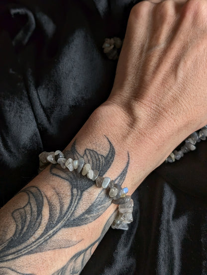 Bracelet élastiqué en labradorite - Aurore Lune