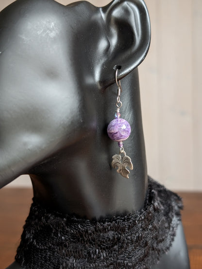 Boucles d'oreilles charoïtes de Russie - Aurore Lune