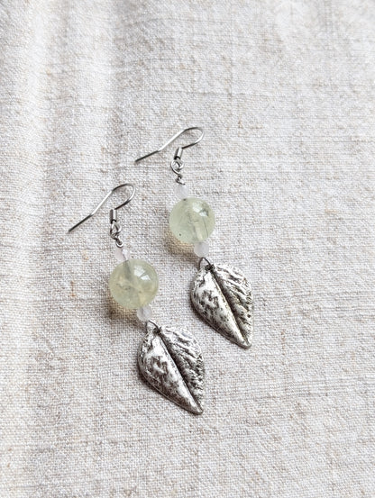 Boucles d'oreilles prehnite - Aurore Lune
