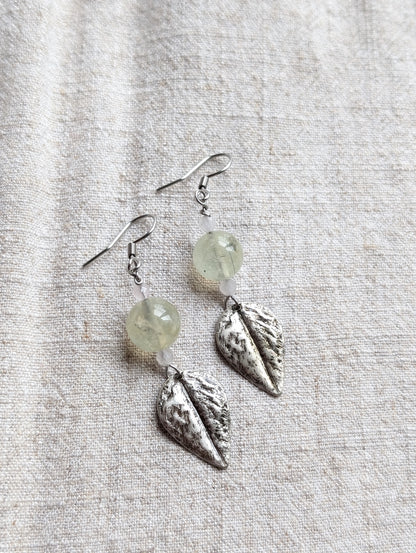 Boucles d'oreilles prehnite - Aurore Lune