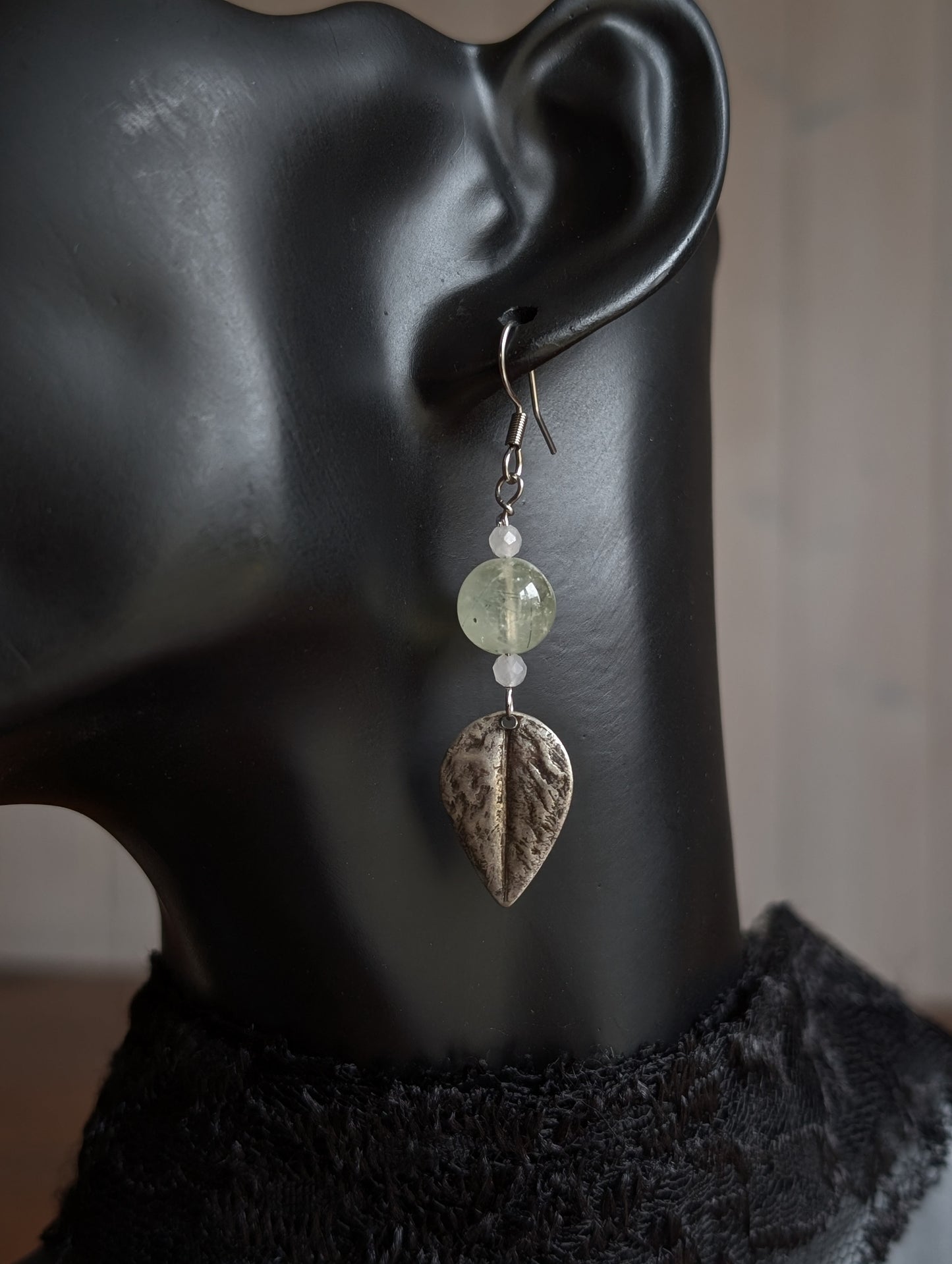 Boucles d'oreilles prehnite