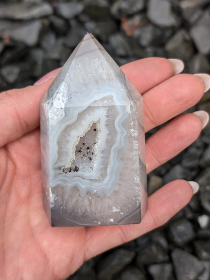 Pointe en agate du Brésil - Aurore Lune