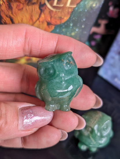 Chouette en aventurine verte 3.5 cm - Aurore Lune