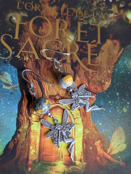 Boucles d'oreilles en jaspe bourdon - Aurore Lune
