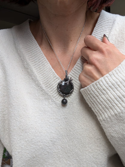Collier Fait Main en Obsidienne Mentogochol - Aurore Lune