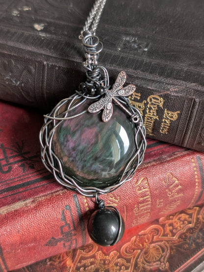 Collier Fait Main en Obsidienne Mentogochol - Aurore Lune