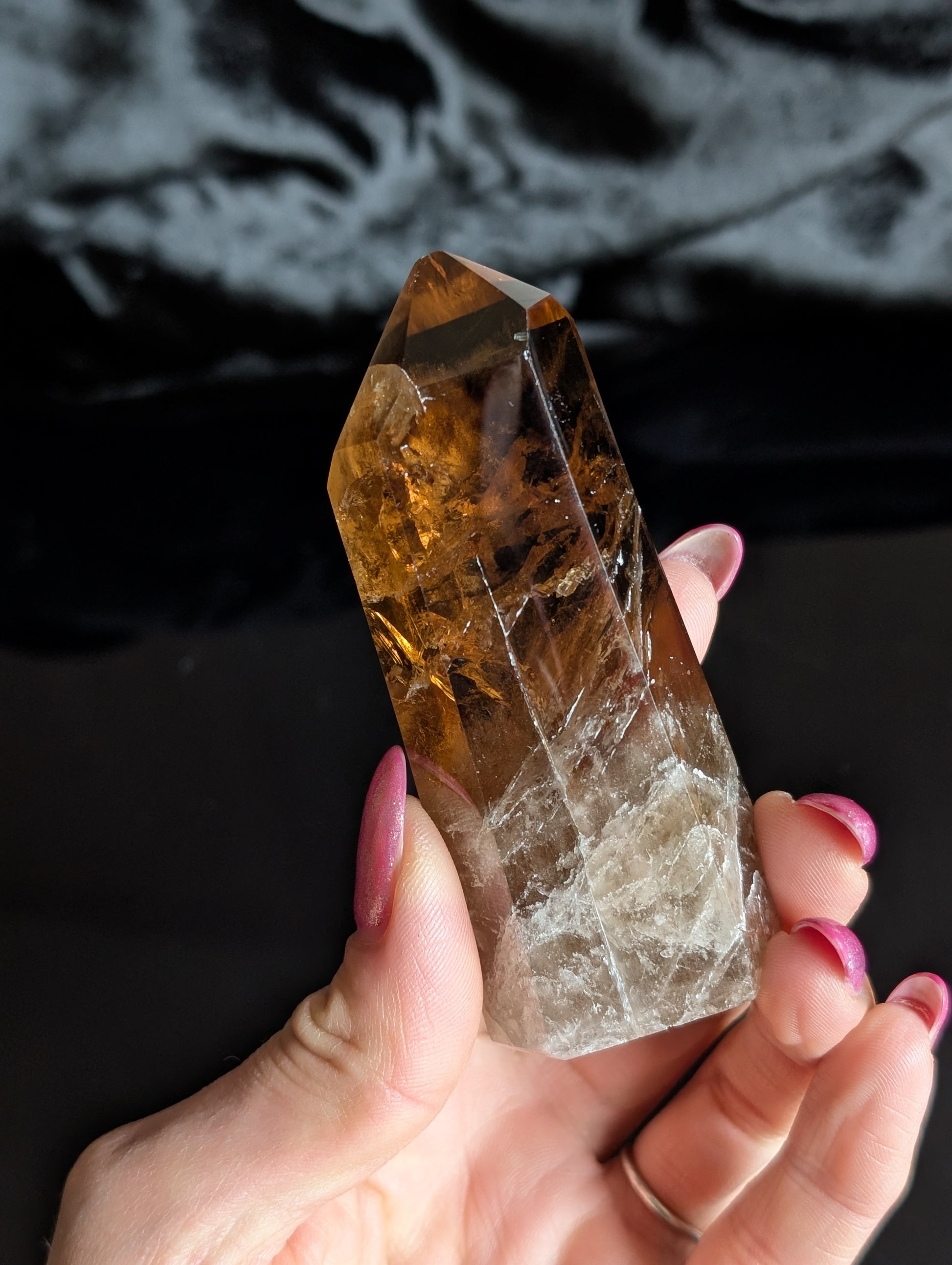 Pointe de citrine véritable - Aurore Lune