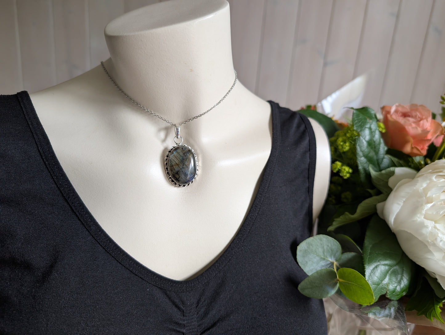 Collier complet avec labradorite et chaîne